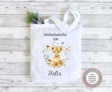 Tasche kleiner Löwe Wechselwäsche Wechselkleidung (personalisiert) für Kindergarten  Wunschname KITA Kindergarten Einschulung Lüttentüddel®